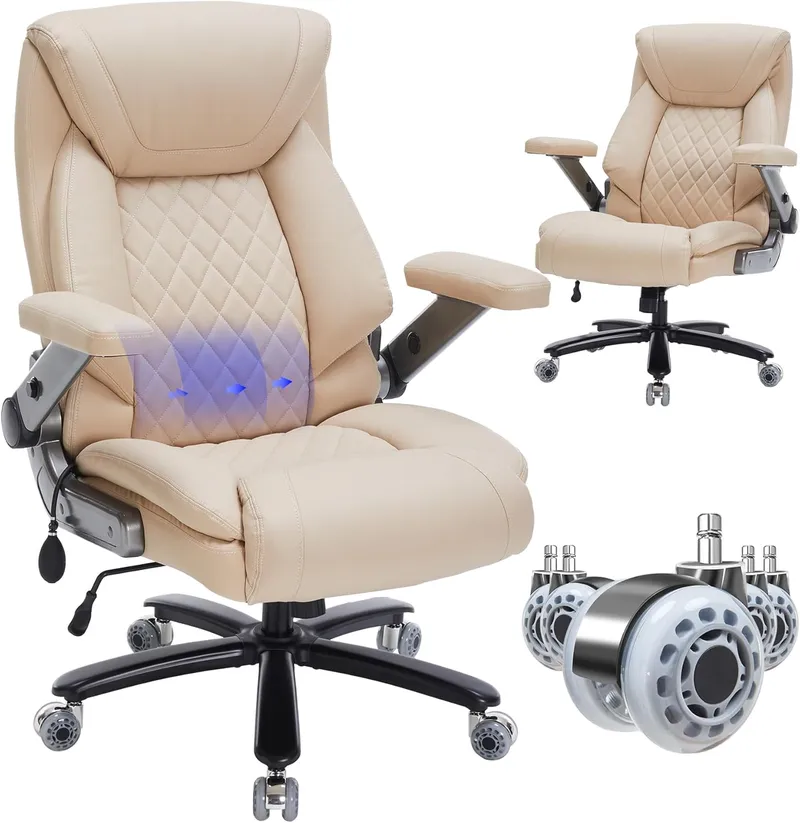HESL 600lbs Big and Tall Office Chair with 4 Way Flip Up Armrest